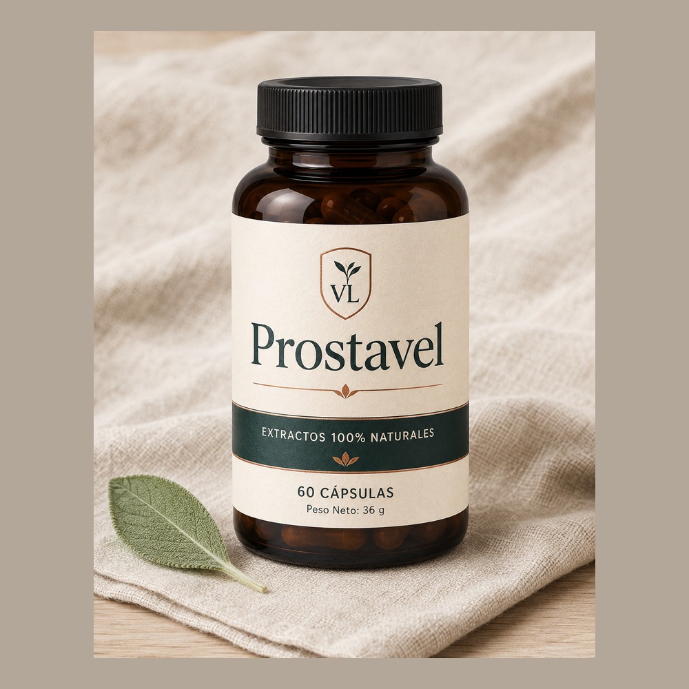 Envase de Prostavel con etiqueta legible